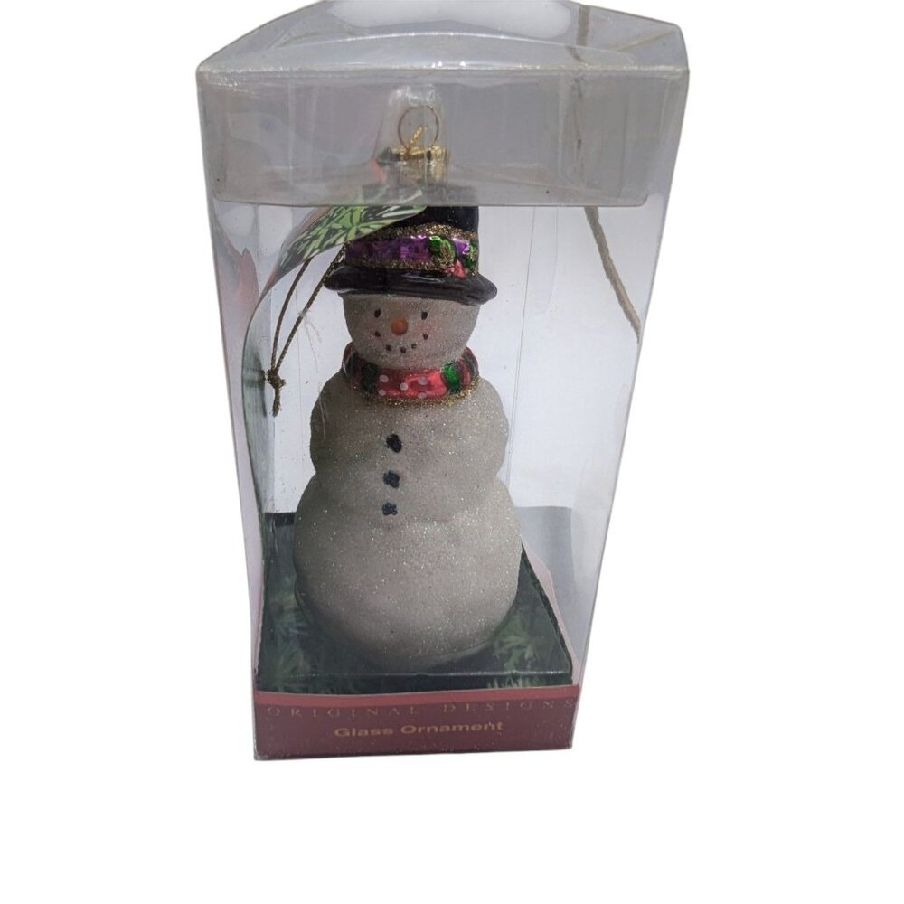 Margaret Cobane Original Designs Snowman Glass Ornament